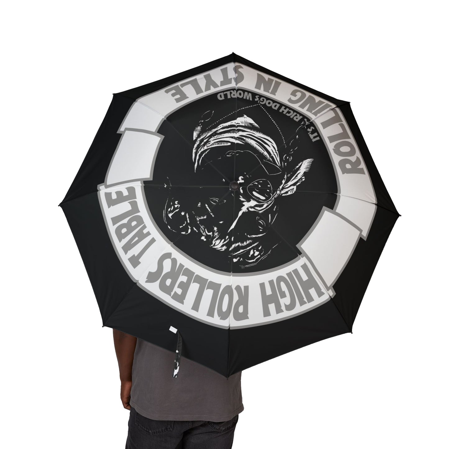 "A Rich Dog's" Black Foldable Travel Umbrella