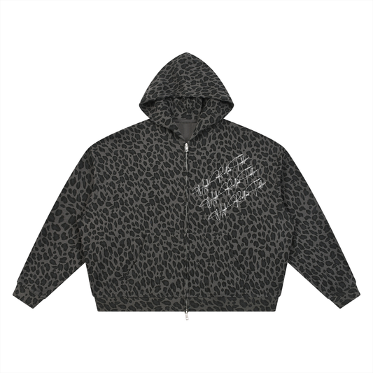 A Rich Poodle's Leopard Full Zip Hoodie